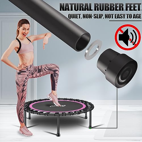 Image of Newan 40 inch-48 inch Silent Mini Trampoline Fitness Trampoline Bungee Rebounder Jumping Cardio Trainer Workout for Adults-Max Limit 330lbs