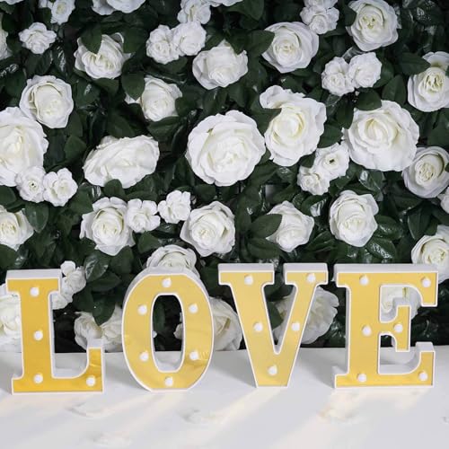 Image of Efavormart 6 inch Gold Marquee Letter G, Mirror Front Warm White LED Light Up 3D Sign, Battery Operated 72H Glow for Wedding Party & Wall Decor