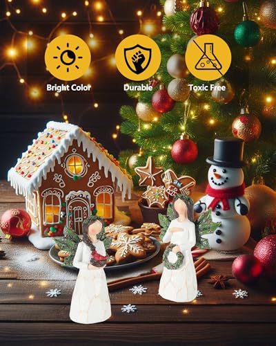 Image of GoGnome Set of 2 Sparkling Christmas Angel Figurines with Glitter Wings and Festive Accents - 5.1'' Ornaments Perfect for Holiday Decor Christmas Decorations (Xmas Angels)