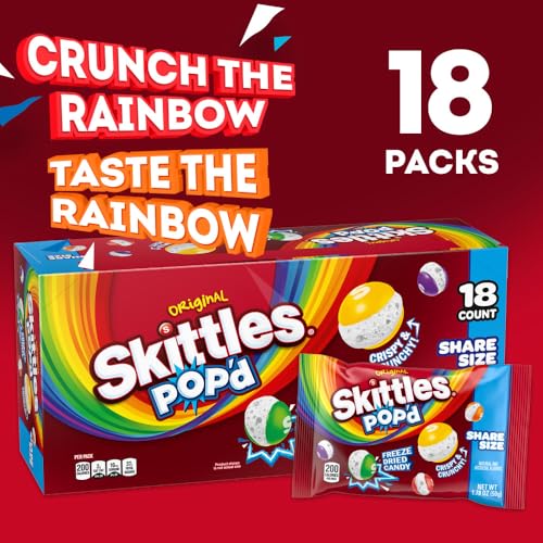 SKITTLES Pop'd Original Share Size Pack, Freeze Dried Candy Snacks 18 Ct | Easy snacking, freeze dried snack candy bag, bulk candy, gluten free candy bulk, freeze dry candy, gelatin free, kosher - image 2