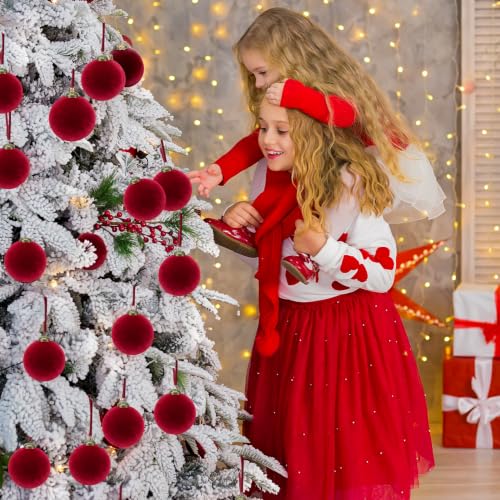 15 Pcs Red Velvet Christmas Ball - image 5