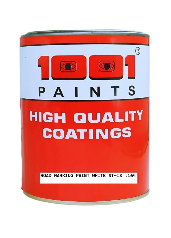 Image of 1001 Road Marking Paint White Oil Base IS :164 I Special Marking Paints (Visibility Enhancer Paints) for Curb Paint, Traffic Paint, Pavement Striping, Parking Lots, Crosswalks, Driveways, Airports, Traffic Signs etc. (1 Ltr)