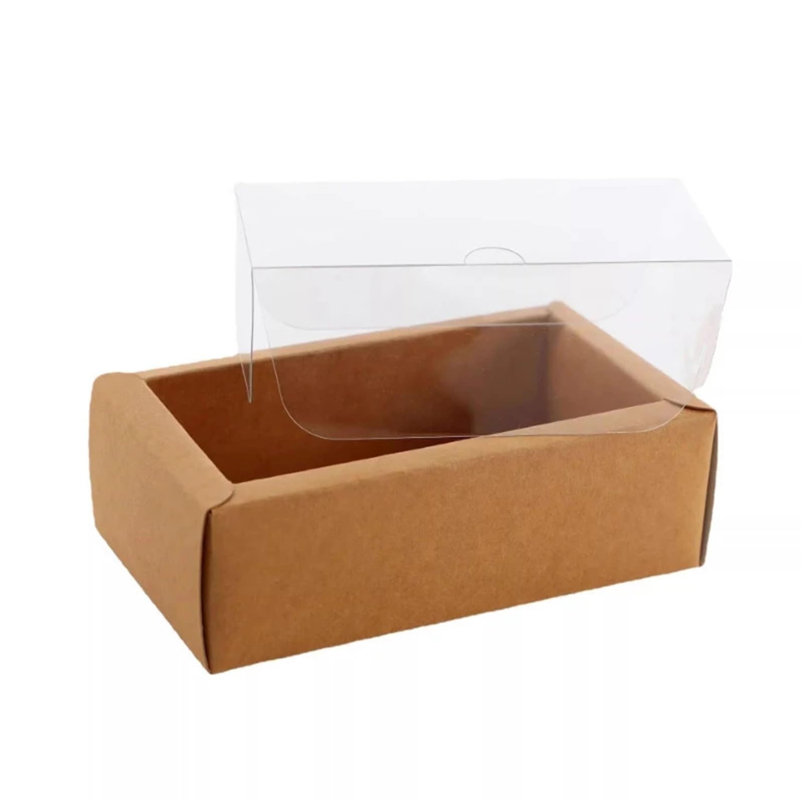 Kraftpapier Box Mit Fenster 10 Stück Kraft-Geschenkbox mit Fenster | For Kekse, Süßigkeitenkuchen(Clear01,8.5x8.5x3.5cm)