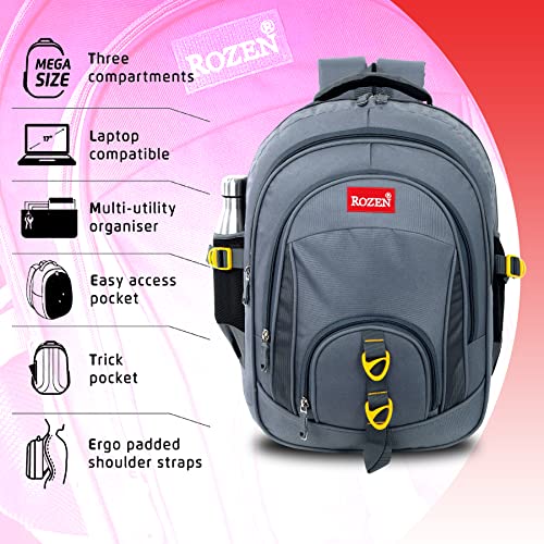 Image of ROZEN LARGE 50 LITERS COMBO SCHOOL & Lunch bag for Class 5-12 Large Multipurpose Backpack for Students, Water Resistant, Unisex Design, Stylish & Durable