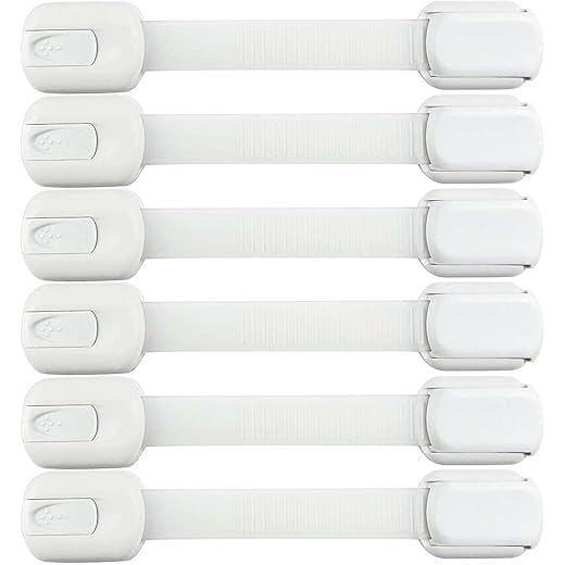 Baby Safety Cabinet Drawer Locks Straps, White (Pack of 6)