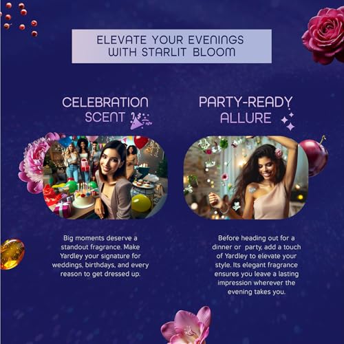 Image of Yardley London Starlit Bloom Eau De Parfum for Women, 100ml - Natural Essential Oils, Floral EDP Perfume | Peony & Freesia Fragrance