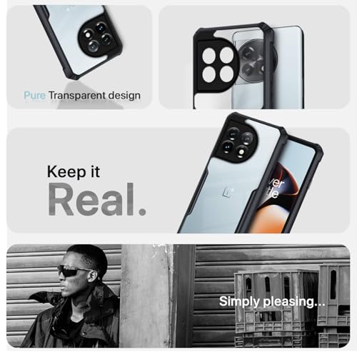 Image of Outlouders Back Cover for OnePlus 11R 5G | Ultra Hybrid Transparent | Full Camera Protection | Raised Edge | Crystal Clear Bumper Case(Black)