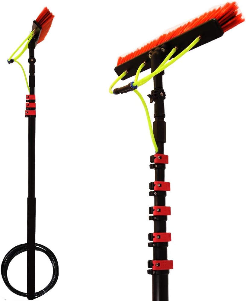 Window Cleaning Kit with Extension Pole,Water Fed Pole