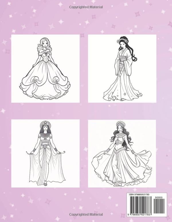 Vista 2 de Princess Coloring Book Princesses of Different Nationalities and Cultures for Girls of All Ages, Kids, Toddlers, Ages 4-8, Ages 5-12 Unleash Your