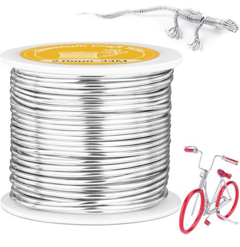 VynyQoo 2mm Basteldraht, 33M Biegbar Flexibel Silber Aluminiumdraht, Schmuckdraht, Silberdraht zum Basteln Für DIY-Skulpturen, Modellieren, Schmuckherstellung, Blumenbasteln Und Drahtweben