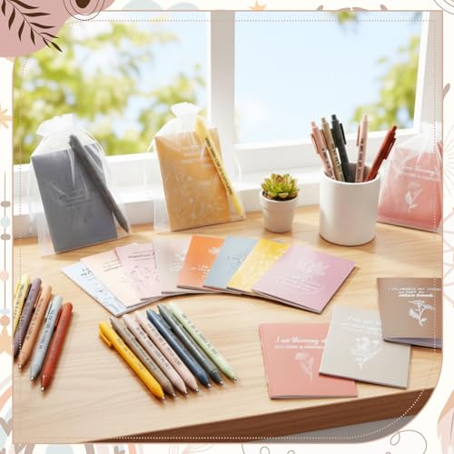 Image of Mooliwe 48 Pcs Positive Affirmation Gift Set Gratitude Notebooks with Pens Small Bags Motivational Encouragement Notepads Daily Affirmations Journal for Women Stress Relief Self Care (Fresh)