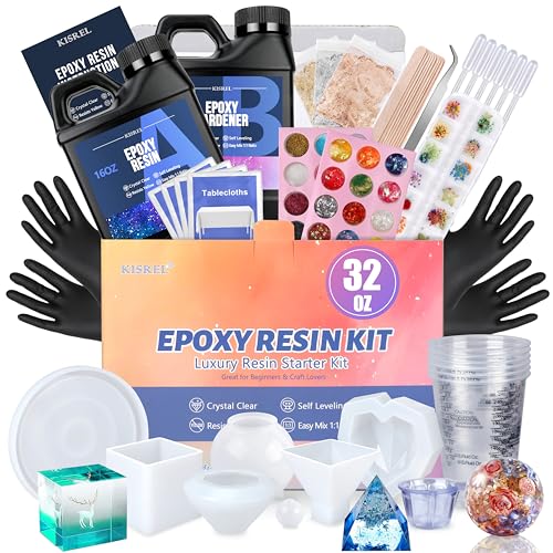 KISREL Epoxy Resin Kit for Beginners, Resin Kit with Molds, 32OZ ...