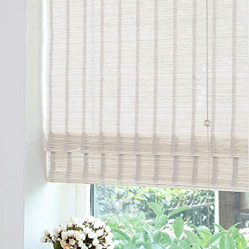 Letau Wood Window Roman Shades, Bamboo Light?Filtering?Window Blinds For Indoor Home, Office, Kitchen, Pattern 2 #TOP1