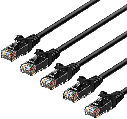 Rankie RJ45 Cat6 Snagless Ethernet Patch Cable, 5-Pack, 15 Feet, Black