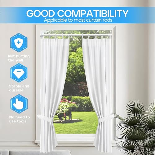 Image of Shower Curtain Rod White Tension Rod 45 to 77 Inch Spring Curtain Shower rod Non Slip 1pcs for Windows No Drilling Adjustable Tension Rods of Curtain Window Closet Kitchen