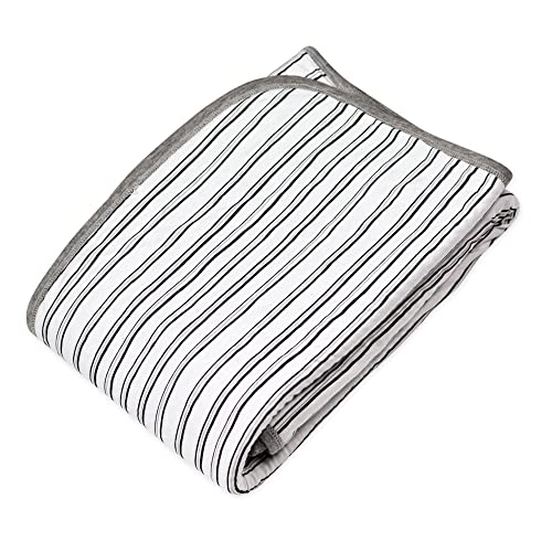 Image of HonestBaby Matelasse Reversible Receiving Blanket 100% Organic Cotton for Baby Boys, Girls, Sketchy Stripe, One Size