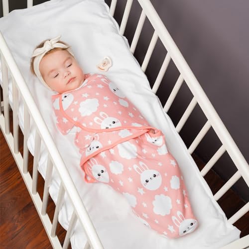 Image of Swaddles for Newborns - 3-Pack Infant Swaddles 0-3 Months - Adjustable Swaddle Sleep Sack - Soft Cotton Baby Wrap for Safe & Cozy Sleep (Coral)
