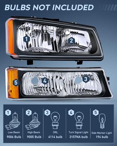Image of Nilight Headlight & Taillight Assembly Combo for 2003-2006 Chevy Silverado
