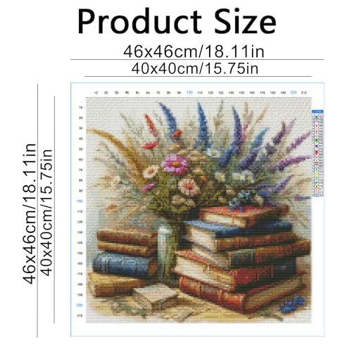 Image of Huacan Cross Stitch Kits Stamped Flowers Full Range 11CT DIY Landscape Embroidery Kit for Adults Beginners 16 x 16 in