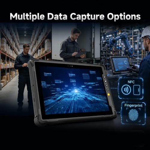 Image of Rugged Tablet with Barcode Scanner M10N, 10.1 inch Windows 11 Pro Enterprise Tablet w /HW N4680 Scan Engine, Intel N150 8GB 128GB, IP65 Heavy Duty PC for Industrial Outdoor Work