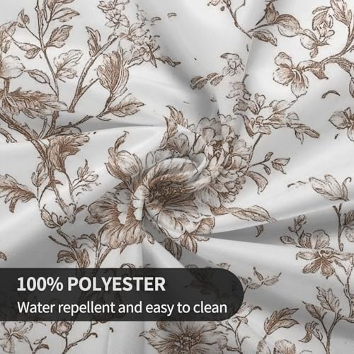 GOLIANDA Brown Floral Tablecloth Round 70 Inch Toile Chinoiserie Flower Brown Table Cloth Vintage Farmhouse Polyester Round Floral Table Cover for Party Dining Picnic Kitchen Decor Outdoor Indoor by GOLIANDA - Used condition - Image 6