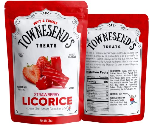 Townesend's Treats Red Licorice | 12 Ounce | Soft & Chewy Australian Licorice Candy Twists | Fancy Licorice Candy | Kid Owned Business | 1 Pack #TOP7