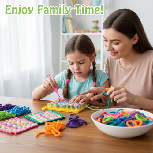 Image of 1200 Pcs Weaving Loom Refill Loops, 7 Inch Colorful Potholder Loops PU Elastic Loom Rubber Bands Colorful DIY Weaving Craft Bands for Kids, Adults, Craft Enthusiasts (12 Colors)