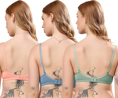 Image of London Hills Regular Bra for Women Everyday Non Padded Wire Free Mid Coverage Cotton Blend