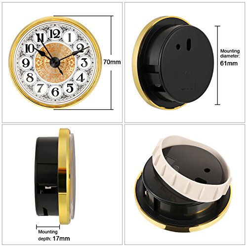 Mudder Quartz Movement 2.8 Inch (70 Mm) Gold Clock Insert Fit Diameter 2.4 Inch (61 Mm) Hole #TOP1