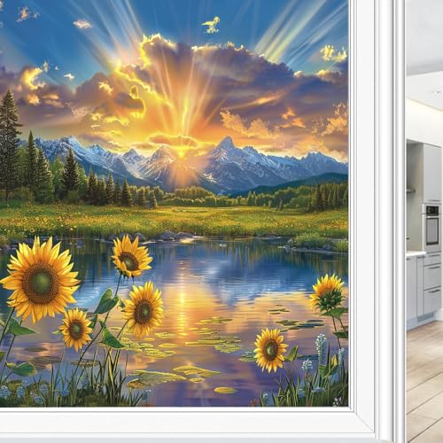 Lámina Vinílica para Ventana Privacidad Flores Amarillas 17.7x23.6 in