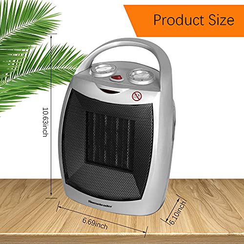 Homeleader Portable Space Heater, Electric Heater With Thermostat, Ceramic Small Heater With Carrying Handle And Tip Over Switch For Home And Office, 750W/1500W #TOP4