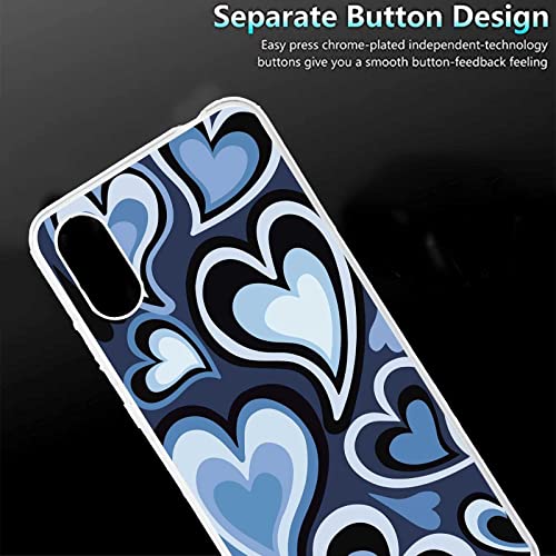 Designed For Zte Blade A5 2020/A51 Lite Heart Case, Blue Love Hearts Coffee Latte Swirls Valentines Graphic For Zte Case Women Girls, Soft Tpu Case For Zte #TOP5