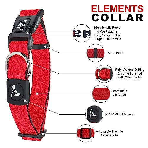 Kruz Pet Kza102-01S Mesh Dog Collar For Small, Medium, Large Dogs, Adjustable Neck Collar, Soft, Lightweight, Breathable, Comfort Fit - Black - Small #TOP3