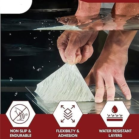Image of Fidrox COMBO PACK (2 inch+4 inch) Super Strong Adhesive Waterproof tape Permanent Repair Roof Water Leakage Solution Rubber Foil Suitable for Roof Leak,surface Crack,Window Sill Gap (6 Inch (15CM*5M))