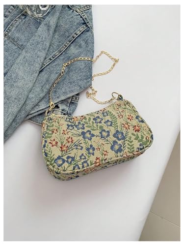 Verdusa Women's Floral Print Shoulder Bags Casual Underarm Purses with Chain Strap3