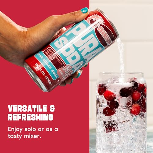 Image of PuraSoda Cranberry - 12g Pure Cane Sugar Soda, 10 Fl Oz, Pack of 12