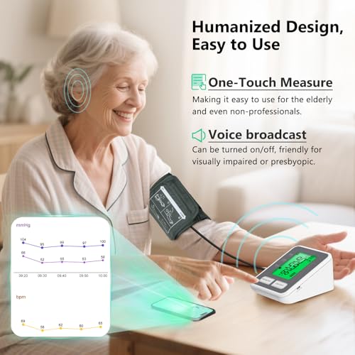 FDA-Cleared Blood Pressure Machine for Home Use,Upper Arm Blood Pressure Monitors for Adults with 8.7'–17.3' BP Large Cuff,3-Color Display,USB or Battery Powered,App Sync via Bluetooth for iOS Android