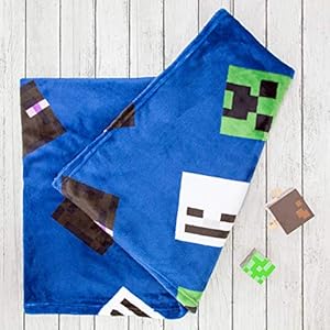 Minecraft Officiële Creeps fleece plaid, Creeper design, super zachte deken, perfect voor elke slaapkamer, blauw