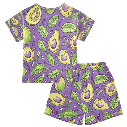 senya Short Sleeve Pajamas Sets Summer Cotton Sleepwear Avacado Fruits and Leaves2