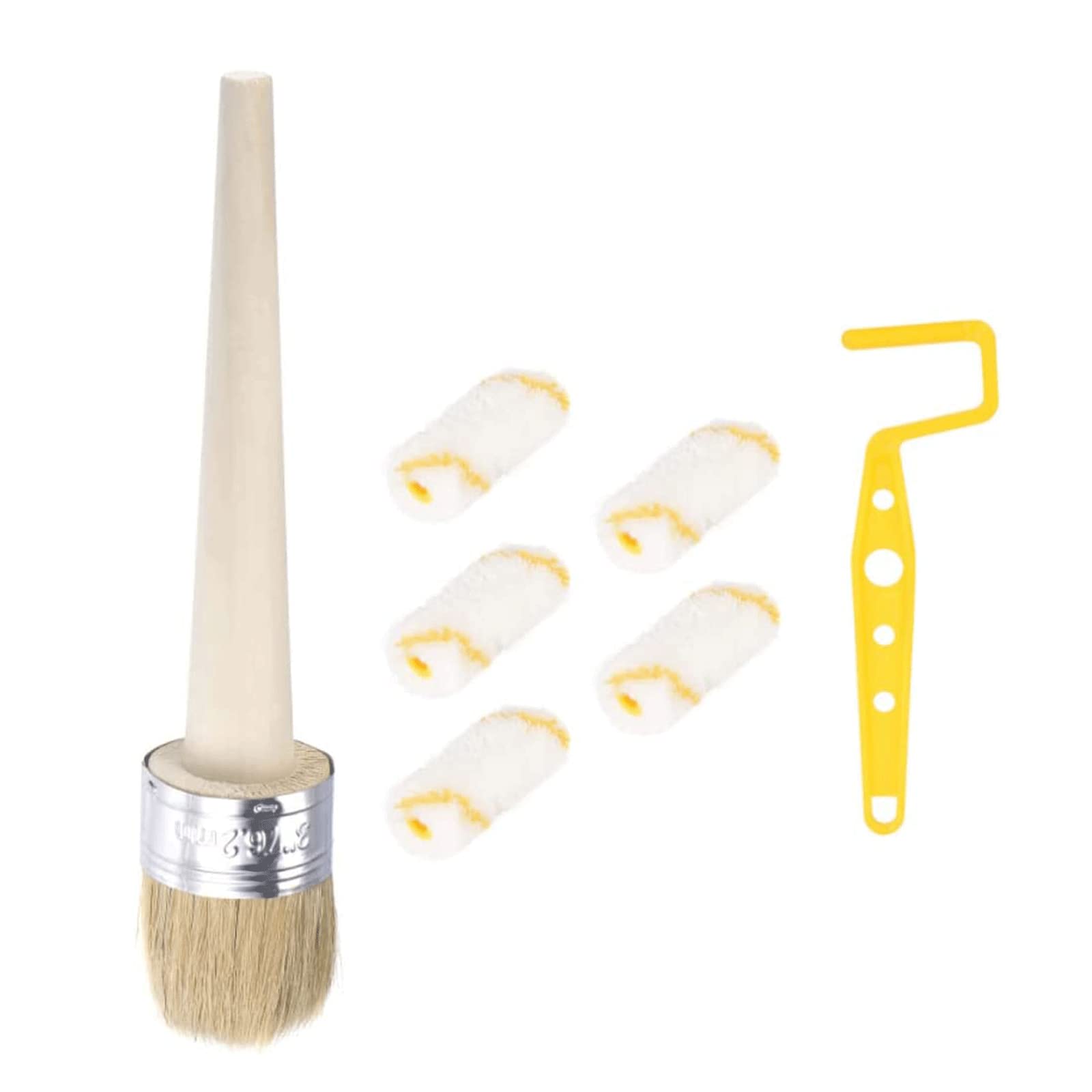 POCHY Rodillo de Pintura Paquete de 7 Rodillos de Pintura, Juego de 5 Rodillos acrílicos con Marco de Rodillo de Mango Largo para Pintar casa, Herramientas de Techo DIY cómodo