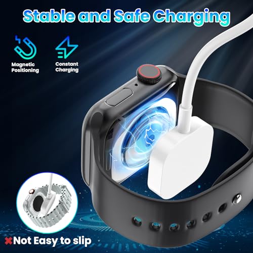 Image of 6in1 Multi Charging Cable 10FT, Magnetic Charger for Apple Watch Ultra /SE /11 /10 /9 /8 /7 /6 /5 /4 /3 /2 /1, Multiple Charger Cord for iPhone 15 /14 /13 /12 /11 /Galaxy /Pixel, White USB A /C Universal Travel Charger