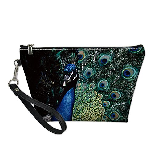 Preisvergleich Produktbild Nopersonality Make-up-Tasche, klein, niedlich, Tiermotiv, Reisetasche blau pfau