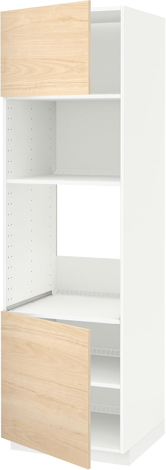ProTuning METOD Hi cb f oven/micro w 2 drs/shelves, white/Askersund light ash effect, 60x60x200 cm