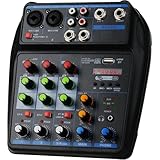 DJ-Controller, Tragbarer 4-Kanal-mixer, Aufnahme-Soundkonsole, Mischkarte mit BT 48 V USB-Schnittstelle for DJ-PC, MP3-Mikrofon