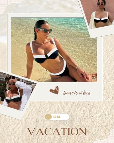 Jolefile Women Underwire Bikini Tops Color Block Swimsuit Tops Molded Cups Push Up Bathing Suit Adjustable Tie Back Swim Top4