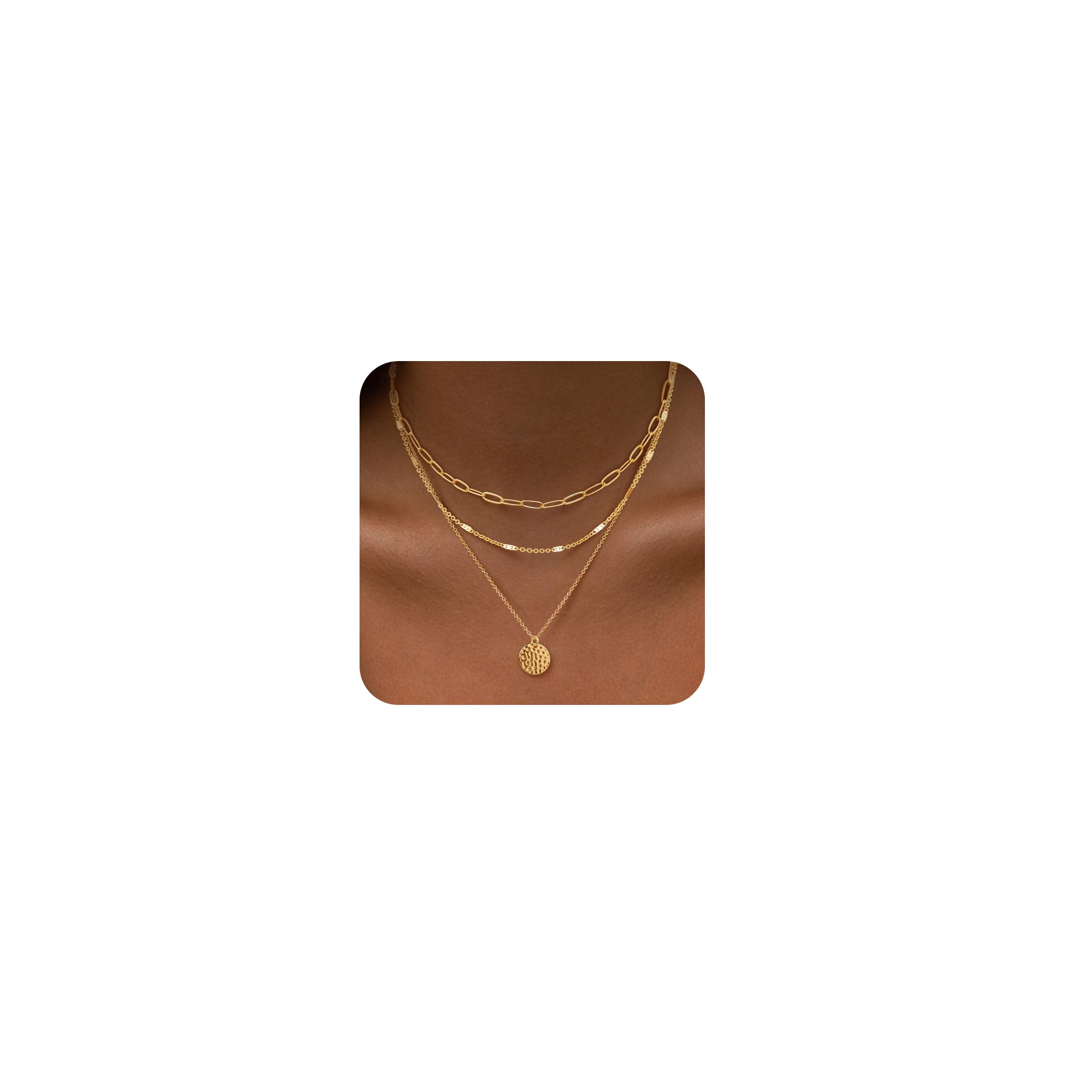 Gold Layered Necklaces for Women, 14K Gold Plated Dainty Necklace Set with Paperclip, Adjustable Trendy Gold Jewelry Stackable Gift image 6