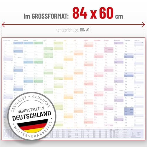 Yohmoe® XL Wandkalender 2026 groß DIN A1 (84 x 60 cm) Seasons GEFALZT in Poster Größe. Querformat, gefaltet - Kalender 2026 Wandkalender