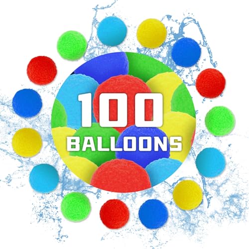 100PCS Reusable Water Balloons, Soaker Water Balls Kids Outdoor T...