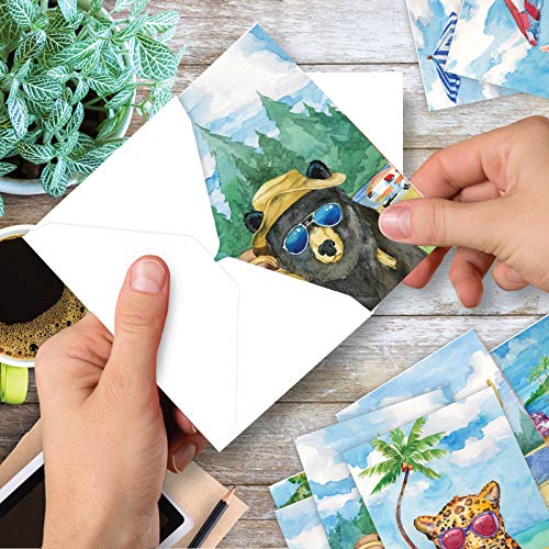 The Best Card Company - 20 Assorted Bulk Wildlife Whimsical Greeting Cards Boxed Set (4 X 5.12 Inch) Wildlife Variety Notecards For Kid (10 Designs, 2 Each) - Animal's Day Off Am6670Ocb-B2X10 #TOP5