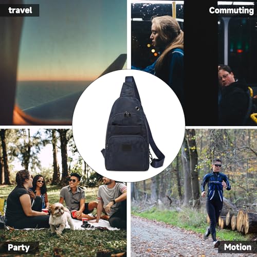 Mochila bandolera reciclada azul oscuro para viaje miniatura 7